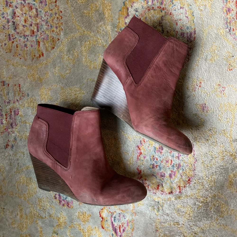 Maroon Franco Sarto Wedge Booties